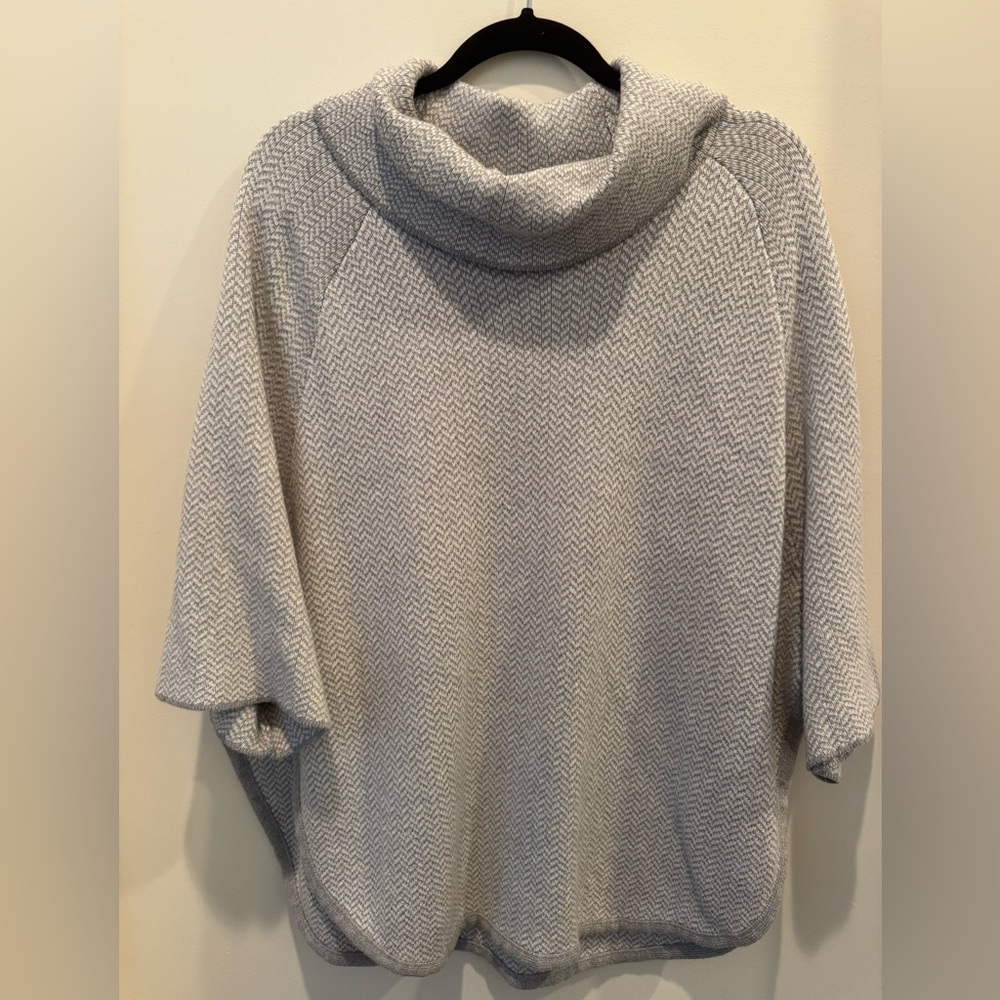LOFT Soft Gray Cowl Neck Poncho Sweater